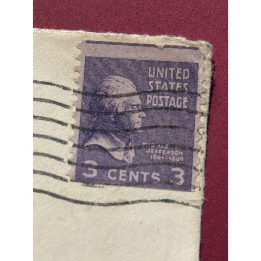 1930's Thomas Jefferson Purple 3 Cents US‎ Postage Stamp Used #C012 - Picture 2 of 3